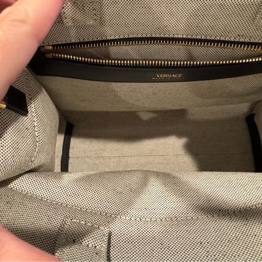 Versace Gray and Gold Canvas Tote Bag - Picture 7 of 9